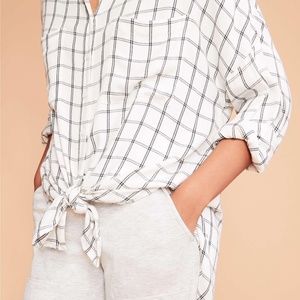 Lou & Grey Plaid Tie-Front Shirt